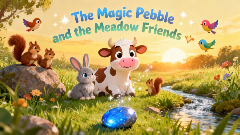 Cover illustration for The Magic Pebble and the Meadow Friends
