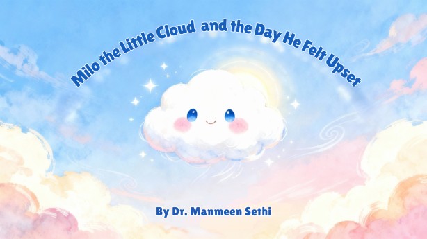 Cover illustration for Milo the Little Cloud and the Day He Felt Upset