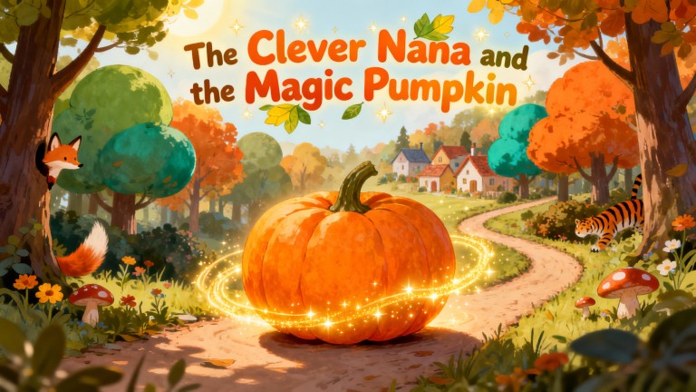 Cover illustration for The Clever Nana and the Magic Pumpkin