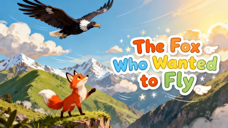 Cover illustration for The Fox Who Wanted to Fly