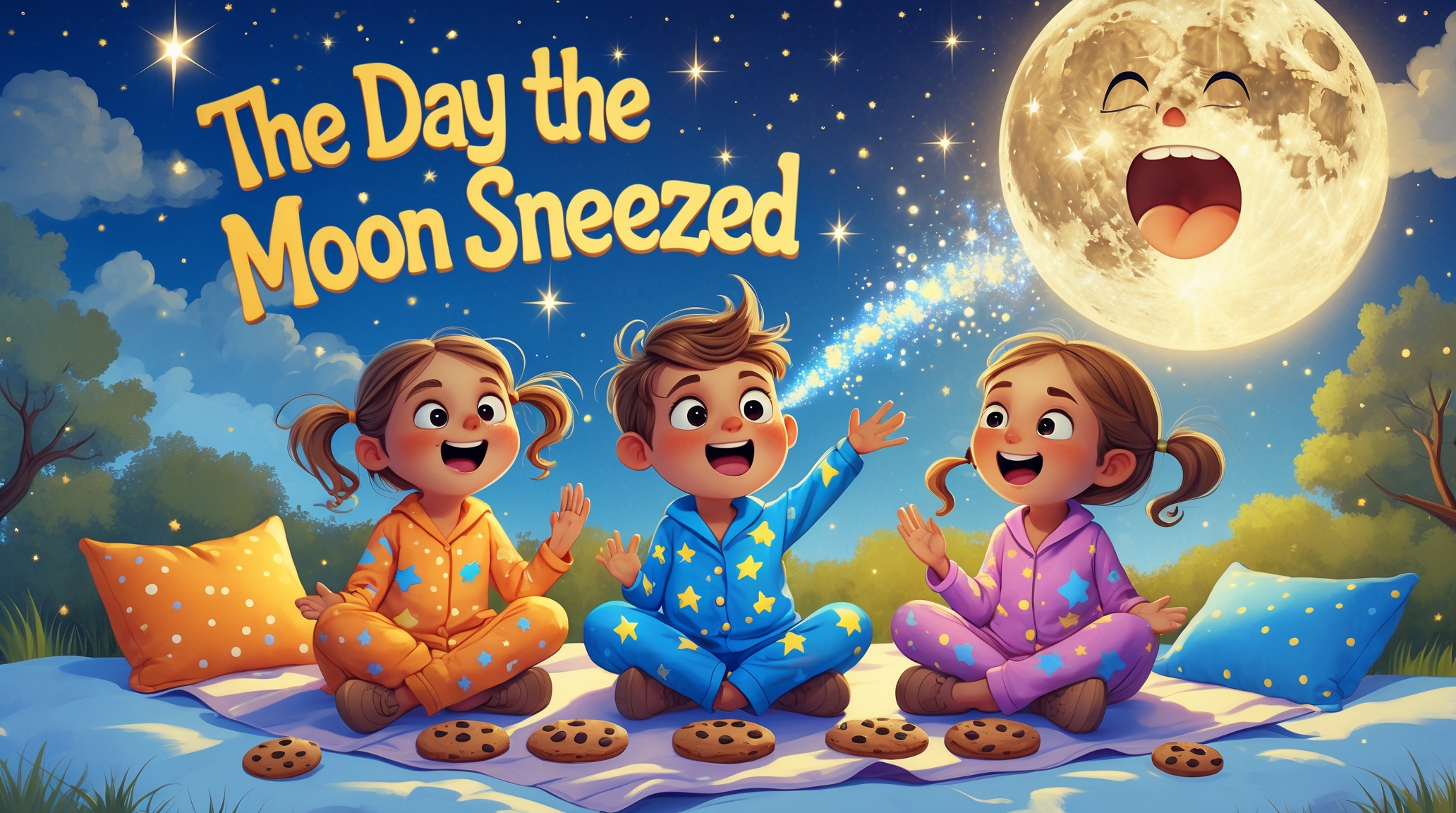 Cover illustration for The Day the Moon Sneezed