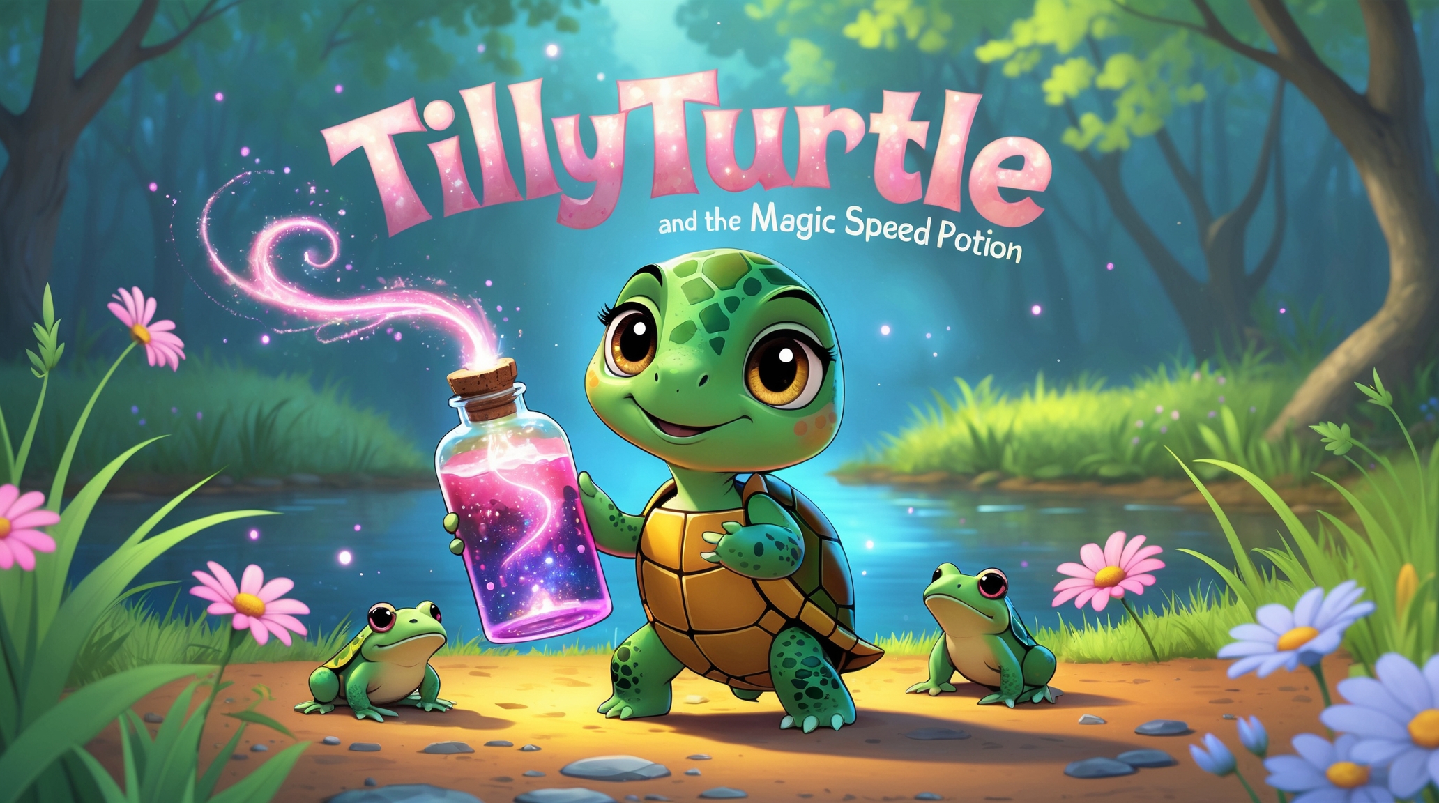 Cover illustration for Tilly Turtle and The Magic Speed Potion